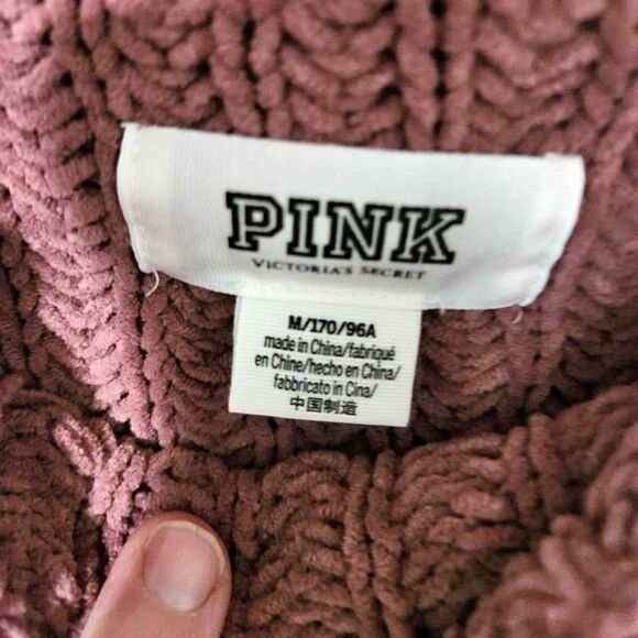 PINK Victorias Secret Medium Cozy Mauve Turtleneck Sweater oversized chunky lady - Picture 3 of 16